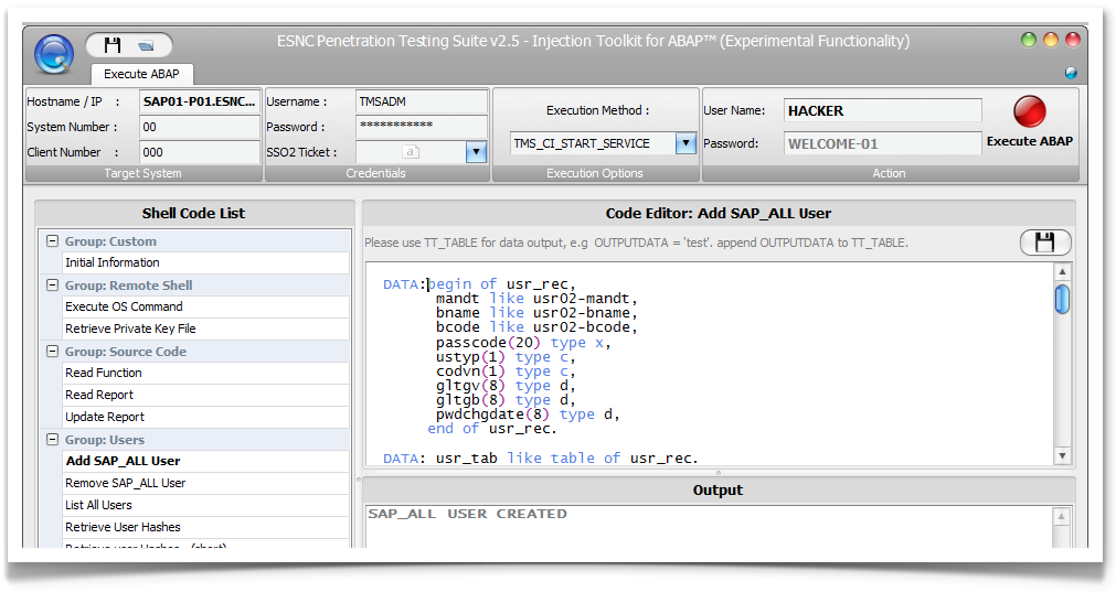 ESNC Pentest Suite - SAP ABAP Injection Exploit Toolkit